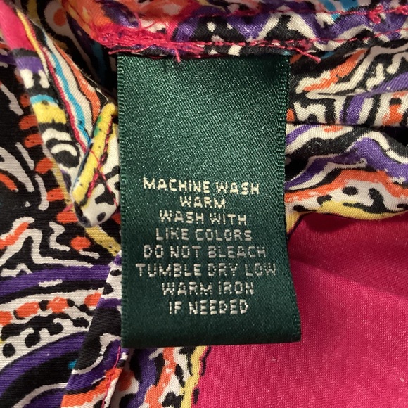 Lauren Ralph Lauren Fuchsia Paisley Button-Down Shirt Women’s Size Large - Picture 7 of 11